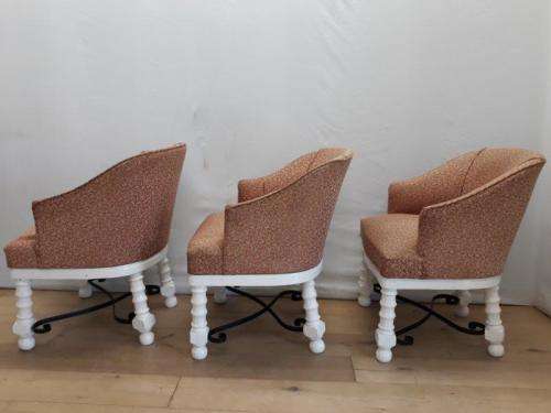 A stunning white wood base arm chair for restoration