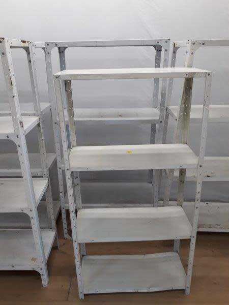 A job lot of 5 metal shelves, 4 same size 1 smaller