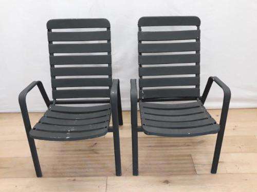 A set of two out door patio chairs