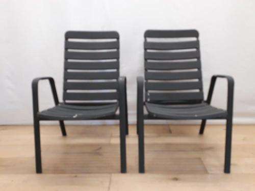 A set of two out door patio chairs