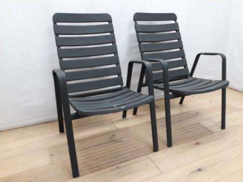A set of two out door patio chairs