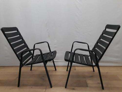 A set of two out door patio chairs