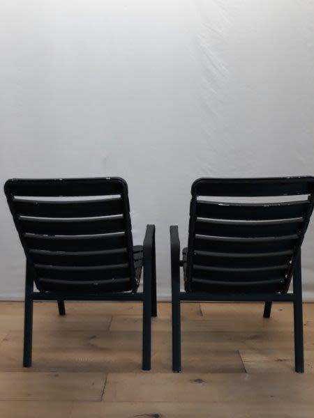 A set of two out door patio chairs