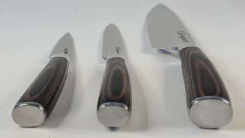 Damascus 3 Piece Kitchen Utility Knife Set - Stainless Steel