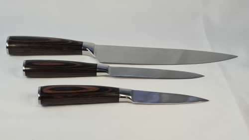Damascus 3 Piece Kitchen Utility Knife Set - Stainless Steel