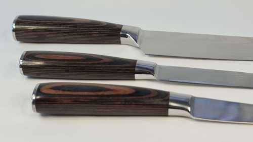 Damascus 3 Piece Kitchen Utility Knife Set - Stainless Steel