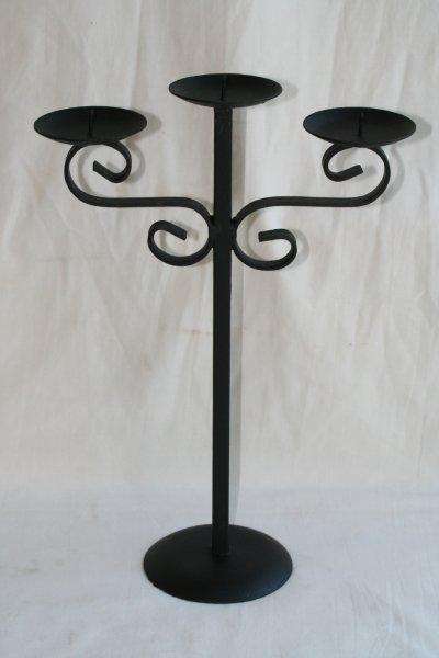 A STUNNING TRIPLE WROUGHT IRON CANDLE HOLDER! OLD, DIFFERENT AND VERY NICE!