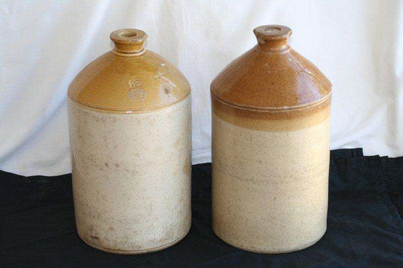 VINTAGE EARTHENWARE JARS! VERY COOL - 1 BID TWO JARS. VERY NICE DISPLAY PIECES........