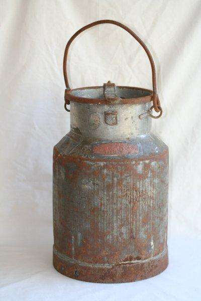 VINTAGE MILK CAN!!!! STAMPED WITH A NAME AND THE WORD 'IMMIGRANT' - AMAZING....BECOMING RARE!!!!