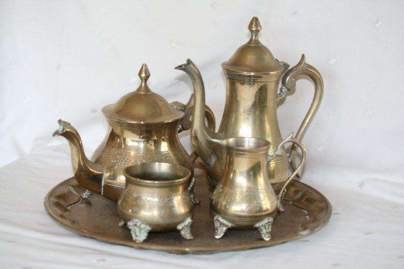 A BEAUTIFUL OLD epns COFFEE AND TEA SET ON A TRAY - SERVE IN STYLE! OLD AND VERY UNIQUE!!!