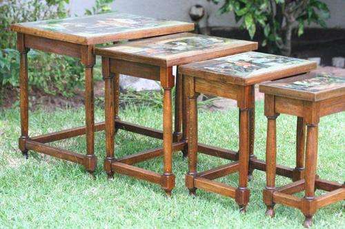 AWESOME SET-OF-4 ANTIQUE STACK TABLES!!! ABSOLUTELY STUNNING AND SCARCE FURNITURE!!!