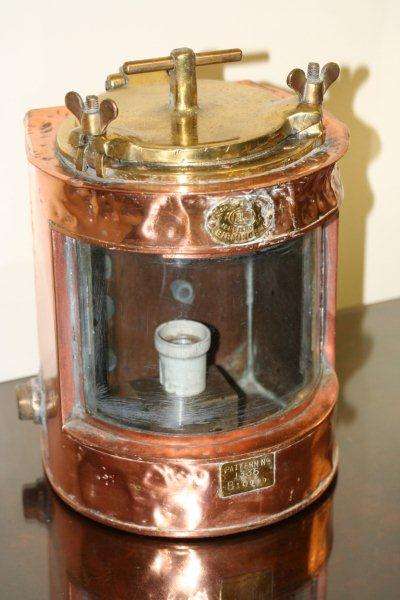 STUNNING ANTIQUE PG ALLDAY & Co COPPER & BRASS SHIP LIGHT circa 1900 OR EARIER!!! HIGHLY COLLECTIBLE