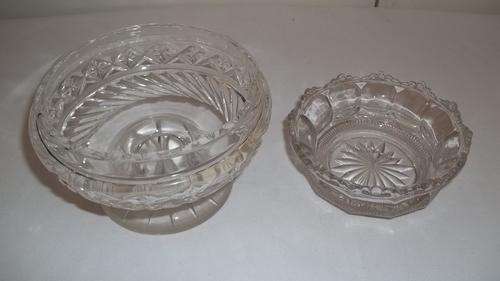 TWO BEAUTIFUL VINTAGE GLASS BOWLS - IDEAL FOR SERVING SNACKS