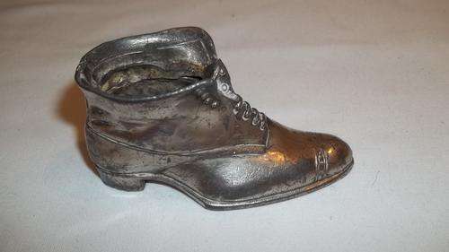 WONDERFUL SILVER PLATED MINIATURE BOOT WITH AMAZING DETAILING - QUITE UNUSUAL
