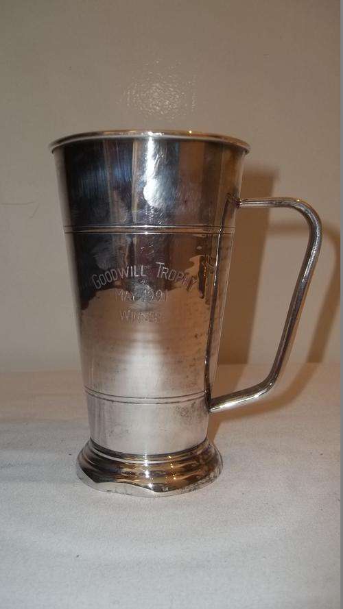 BEAUTIFUL EMESS OF ENGLAND SILVER PLATED "GOODWILL WINNER" MAY 1991 TROPHY