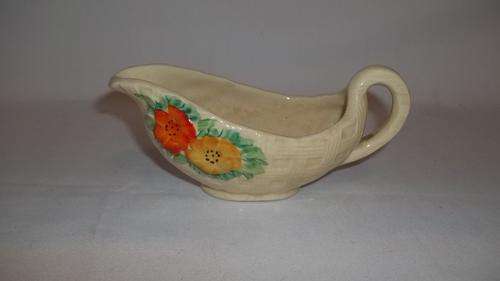 A STUNNING VINTAGE ART DECO ENGLISH PORCELAIN MINT SAUCE BOAT - A FANTASTIC PIECE