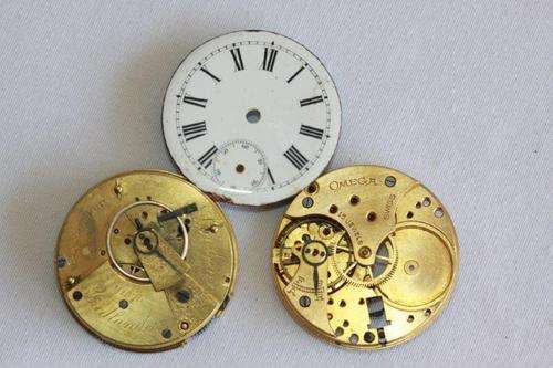 ***JOB LOT*** POCKET WATCH SPARES INCLUDING AN OMEGA AND A RARE FRIDLANDER OF LONDON!!!