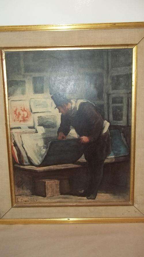 AN AWESOME REPRODUCED PRINT OF WORLD FAMOUS ARTIST HONORÃ DAUMIER'S PAINTING THE PRINT LOVER