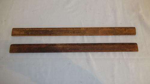 TWO AWESOME WOODEN 18 INCH RULERS INCLUDING A RARE WESTCOTT RULER AND A STRATELINE RULER