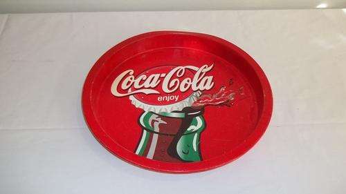 AN AWESOME COLLECTABLE ROUND RED COCA-COLA METAL SERVING TRAY = FOR A COLLECTOR OR FOR A BAR TRAY