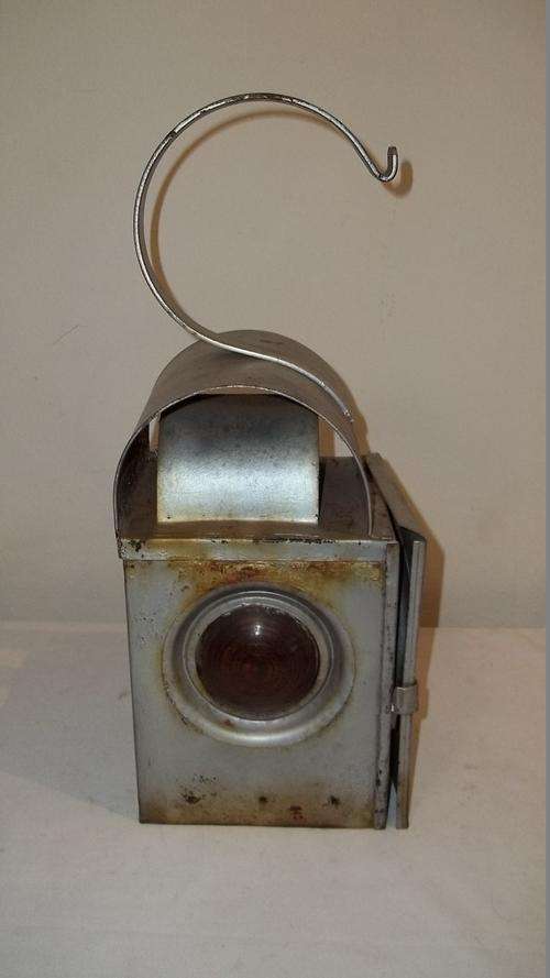 AN AMAZING VINTAGE "DC METALIX" SILVER ROAD WARNING LANTERN WITH ORANGE LENSES