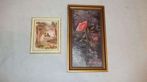 TWO AMAZING ORIGINAL FRAMED OIL ON CANVAS PAINTINGS = IDEAL FOR SMALL SPACES