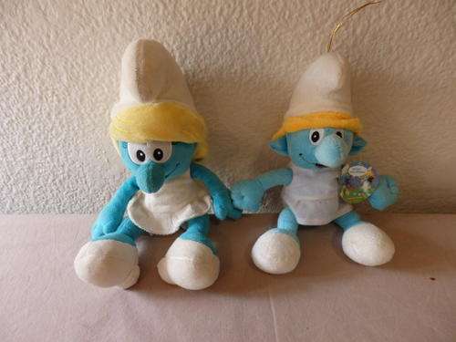 TWO AWESOME AND VERY COLLECTABLE ORIGINAL SMURFETTE FLUFFY TOYS