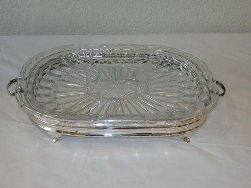 AN AWESOME VINTAGE LARGE CYRANO SILVER PLATED AND CRYSTAL FIVE DIVISION SERVER - STUNNING!!!