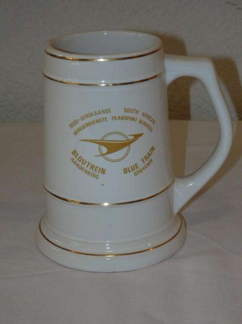 A BEAUTIFUL COLLECTIBLE BLUE TRAIN SOUTH AFRICAN TRANSPORT SERVICES TANKARD