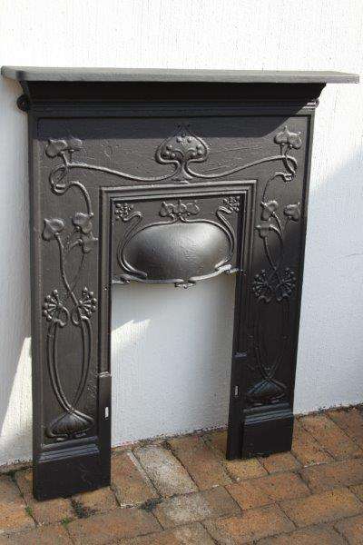 ABSOLUTELY STUNNING LARGE ANTIQUE CAST IRON FIREPLACE SURROUND WITH MANTEL PIECE TOP!!! WOW & RARE!!