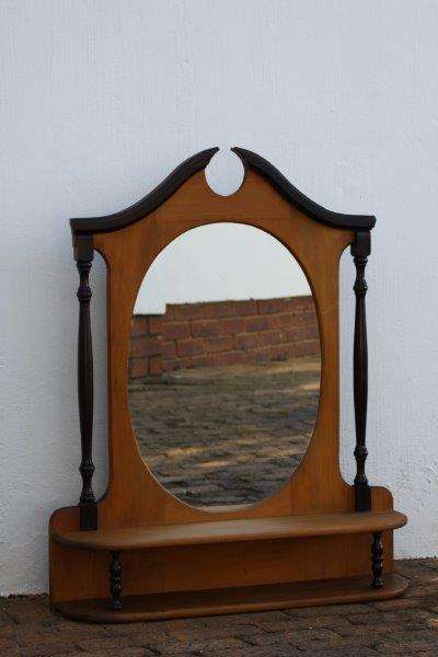 ABSOLUTELY STUNNING LARGE YELLOW & BLACK WOOD MIRROR AND SHELF PIECE - AWESOME FOR IN A BATHROOM!!!
