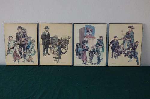 FOUR MAGNIFICENT "AT THE CARNIVAL" LIMITED PRINTS BY FAMOUS BRITISH ARTIST RONALD EMBLETON