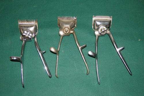 AN AWESOME COLLECTION OF THREE VINTAGE HAND HELD HAIR SHEARS INCLUDING A RARE BROWN & SHARPE