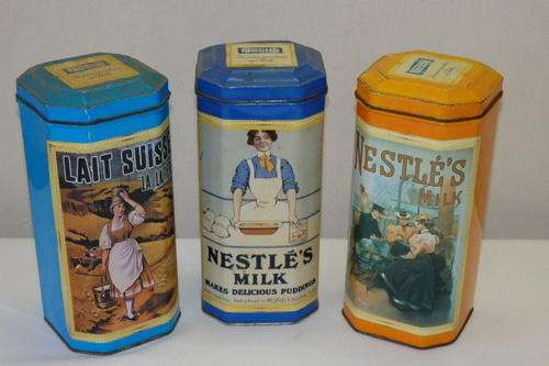 AN AWESOME COLLECTION OF THREE NESTLE COLLECTABLE "DOUBLE" TINS IN EXCELLENT CONDITION