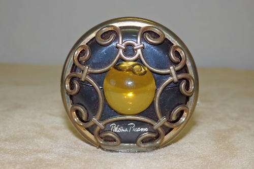 A VERY RARE AND UNUSUAL "UNOPENED" VINTAGE PALOMA PICASSO METAL PERFUME BROOCH