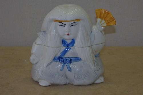 A SUPER RARE VINTAGE JAPANESE "SIGMA" KABUKI PORCELAIN CHARACTER SWEETS JAR