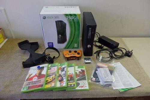 AN INCREDIBLE XBOX 360 250mb GAMING CONSOLE PLUS ACCESSORIES AND FIVE GAMES