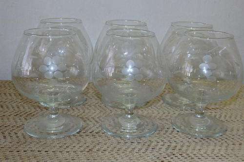 AN AWESOME SET OF SIX STEMMED BRANDY SNIFTER GLASSES IN THE BEAUTIFUL GRAPE PATTERN