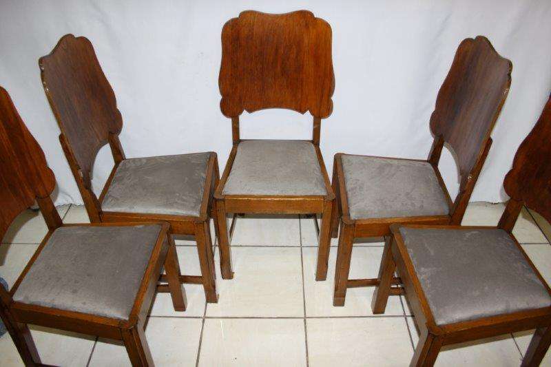 WOW!!! 5 STUNNING & UNIQUE ART-DECO DINING CHAIRS cw NEW EXQUISITE CUSHIONS! GORGEOUS FURNITURE!!!