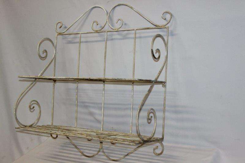 A STUNNING, EXCEPTIONAL HEAVY WROUGHT IRON WALL MOUNT GARDEN SHELF IN GREAT CONDITION FOR THE AGE!!!