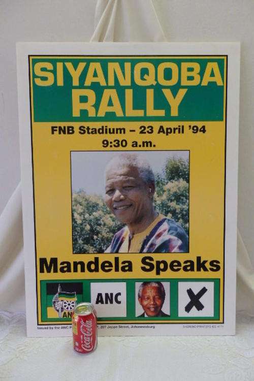 A FANTASTIC ORIGINAL 1994 ANC CAMPAIGN ELECTION POSTER WITH NELSON MANDELA'S FACE
