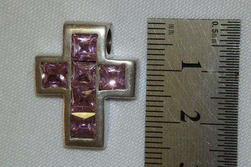 A MAGNIFICENT PLATINUM (STAMPED 950) CROSS WITH SIX SUPERB LARGE PINK KUNZITE PRECIOUS STONES