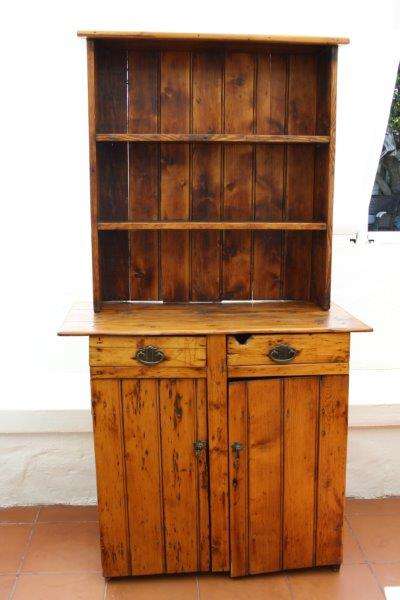 AN AWESOME ANTIQUE RUSTIC OREGON KITCHEN DRESSER WITH TWO CUPBOARDS, TWO DRAWS & MASSIVE CHARACTER!!
