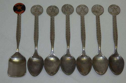 AN AWESOME SET OF SIX CARAVAN CLUB OF SOUTH AFRICA (CCSA - KSA) STELLALAND TEASPOONS & A SUGAR SPOON