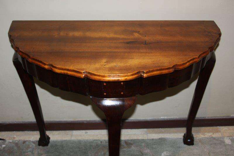 A GORGEOUS SOLID IMBUIA HALF MOON TABLE IN FANTASTIC CONDITION FOR THE AGE!!!