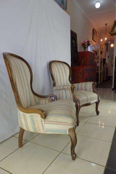 WOW! MAGNIFICENT SOLID WALNUT EDWARDIAN KING AND QUEEN CHAIRS FOR UPHOLSTERY! bid/chair