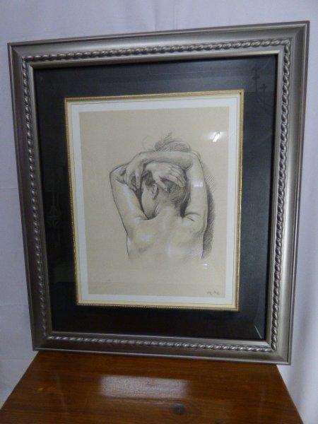 A MAGNIFICENT VERY LGE FRAMED PRINT (NOSE IN THE PILLOW) BY RENOWNED FRENCH ARTIST FRANCINE VAN HOVE
