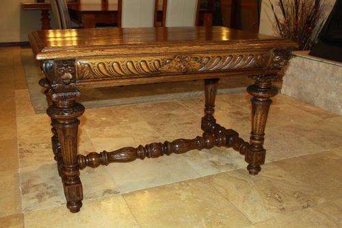 AN EXTRAVAGANT ANTIQUE c1800's VICTORIAN WRITING DESK w MAGNIFICENT HAND CARVED DETAIL & LARGE DRAW!