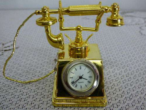24K GOLD PLATED VINTAGE TELEPHONE KEEPSAKE GIFT with 4 SPECTRA SWAROVSKI CRYSTALS! BEAUTIFUL !!
