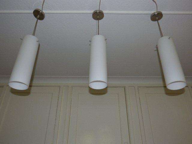 THREE GORGEOUS OPAQUE GLASS TUBULAR CEILING LIGHTS! STUNNING IN A MODERN HOME! bid/light